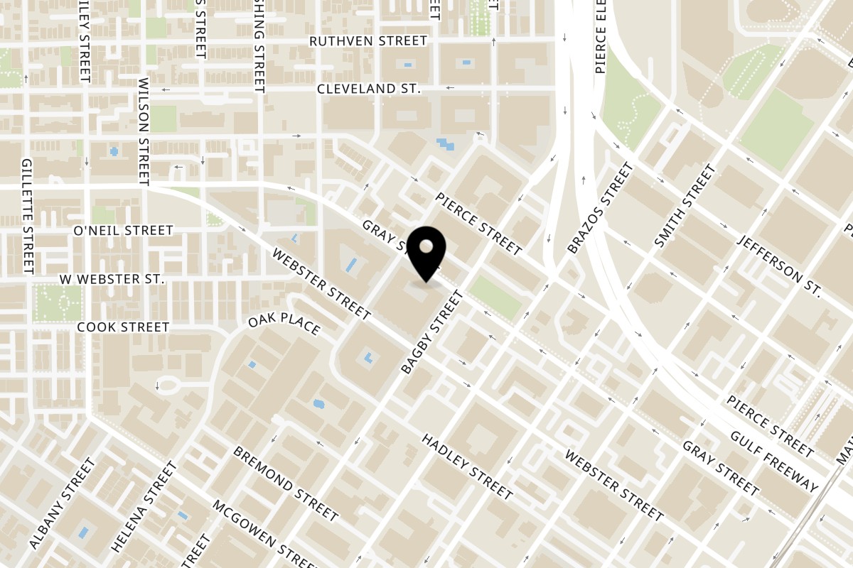 Map showing the location of Ceviche Ria Houston on 314 W Gray St in Houston